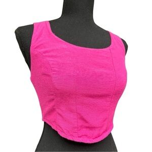 Midnight Sky Corset Tank Hot Pink Smocked Crop Tank Top Size Small